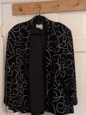 J.B.S. Black Velvet Jacket with Silver Swirl Trim